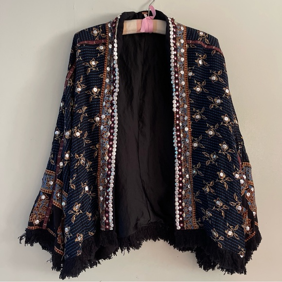 Free People Ray Of Light Embellished Fringe Trim Jacket - Picture 3 of 6